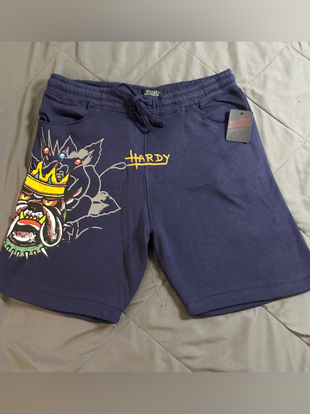 Ed Hardy men’s shorts size medium  Navy Graphic Bulldog King Shorts NWT